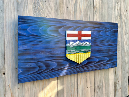 3D Wooden Alberta Flag | Official Ratio | Edmonton | Calgary | Red Deer | AB | Province | Canada