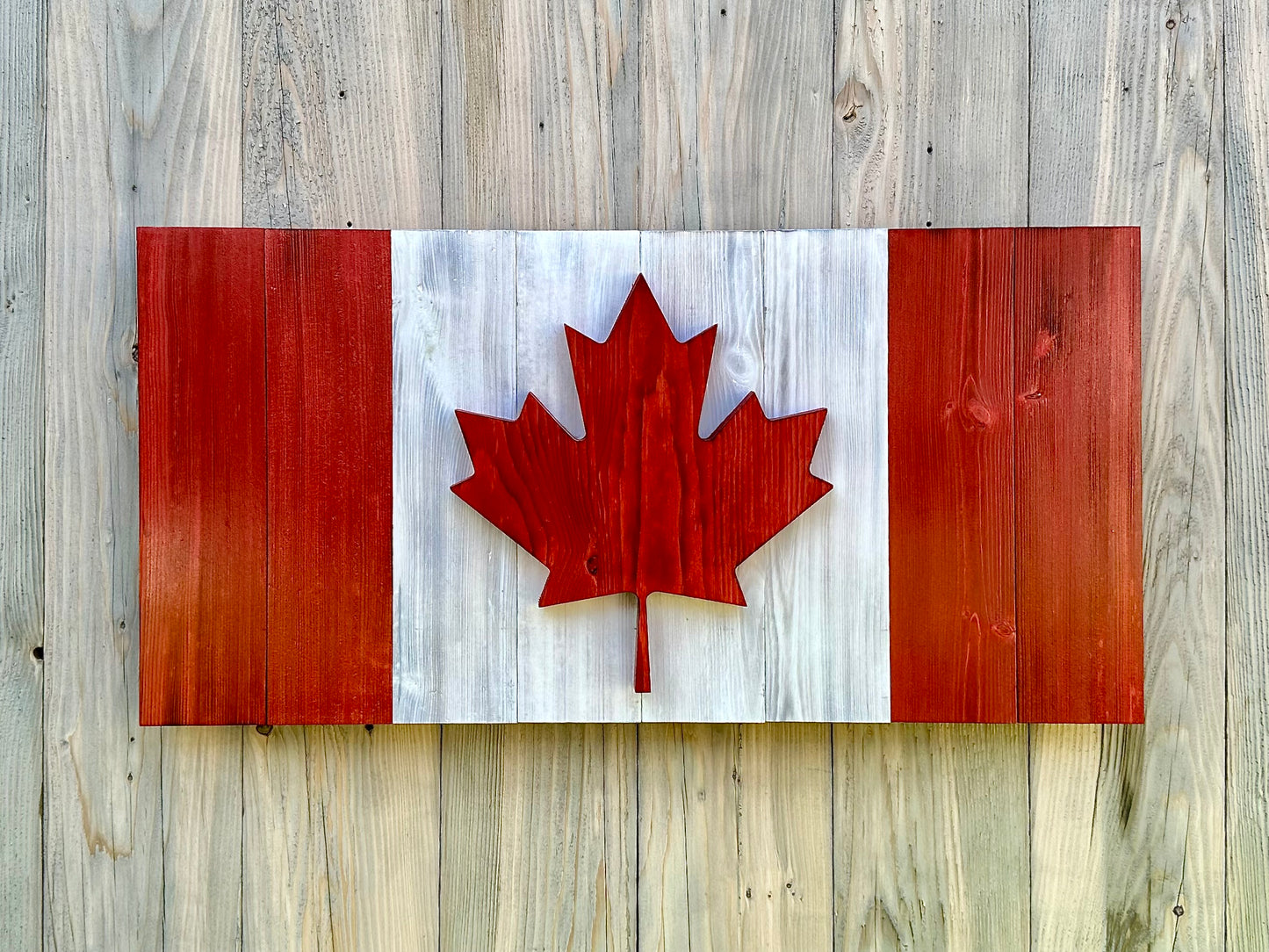 Drapeau du Canada en bois 3D - Rouge et blanc | Ratio officiel