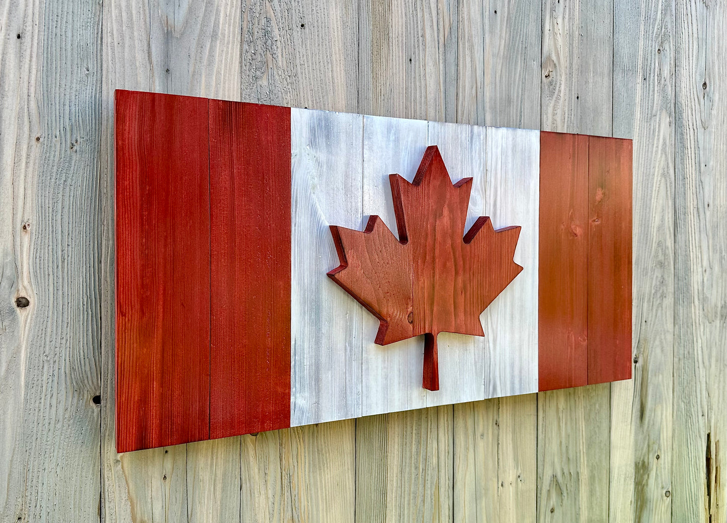 Drapeau du Canada en bois 3D - Rouge et blanc | Ratio officiel