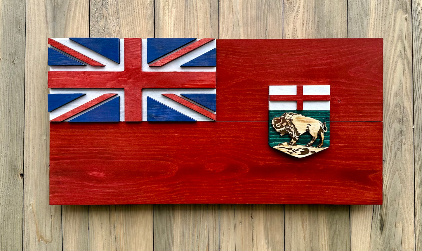 Drapeau du Manitoba en bois 3D | Rapport officiel | Winnipeg | Mo | Province | Canada