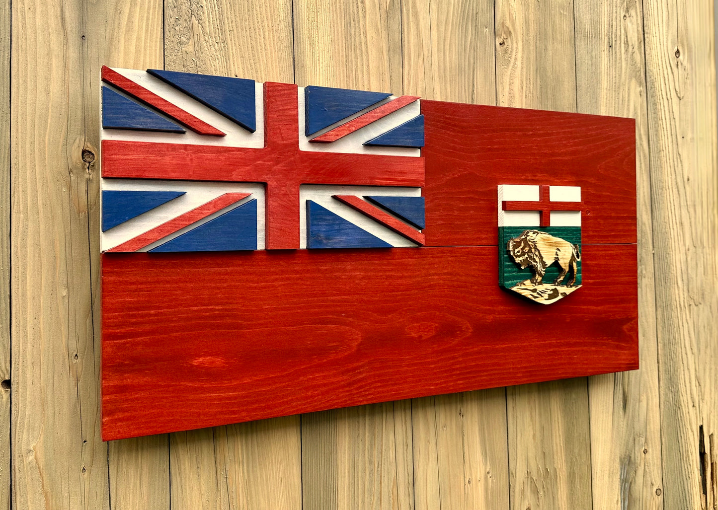 Drapeau du Manitoba en bois 3D | Rapport officiel | Winnipeg | Mo | Province | Canada