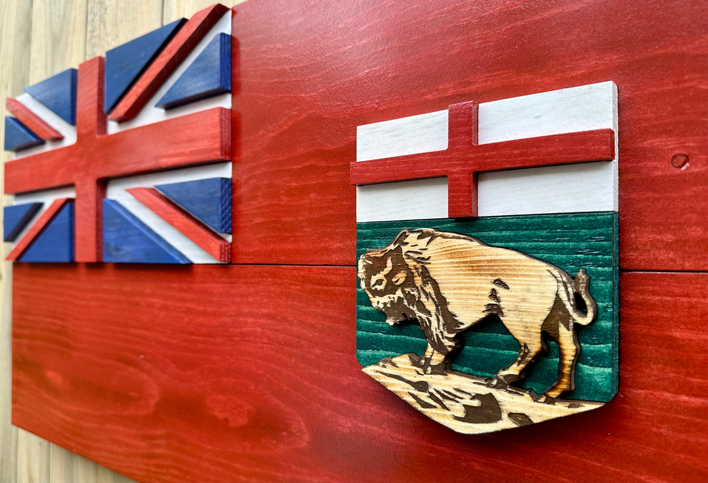 3D Wooden Manitoba Flag | Official Ratio | Winnipeg | MB | Province | Canada