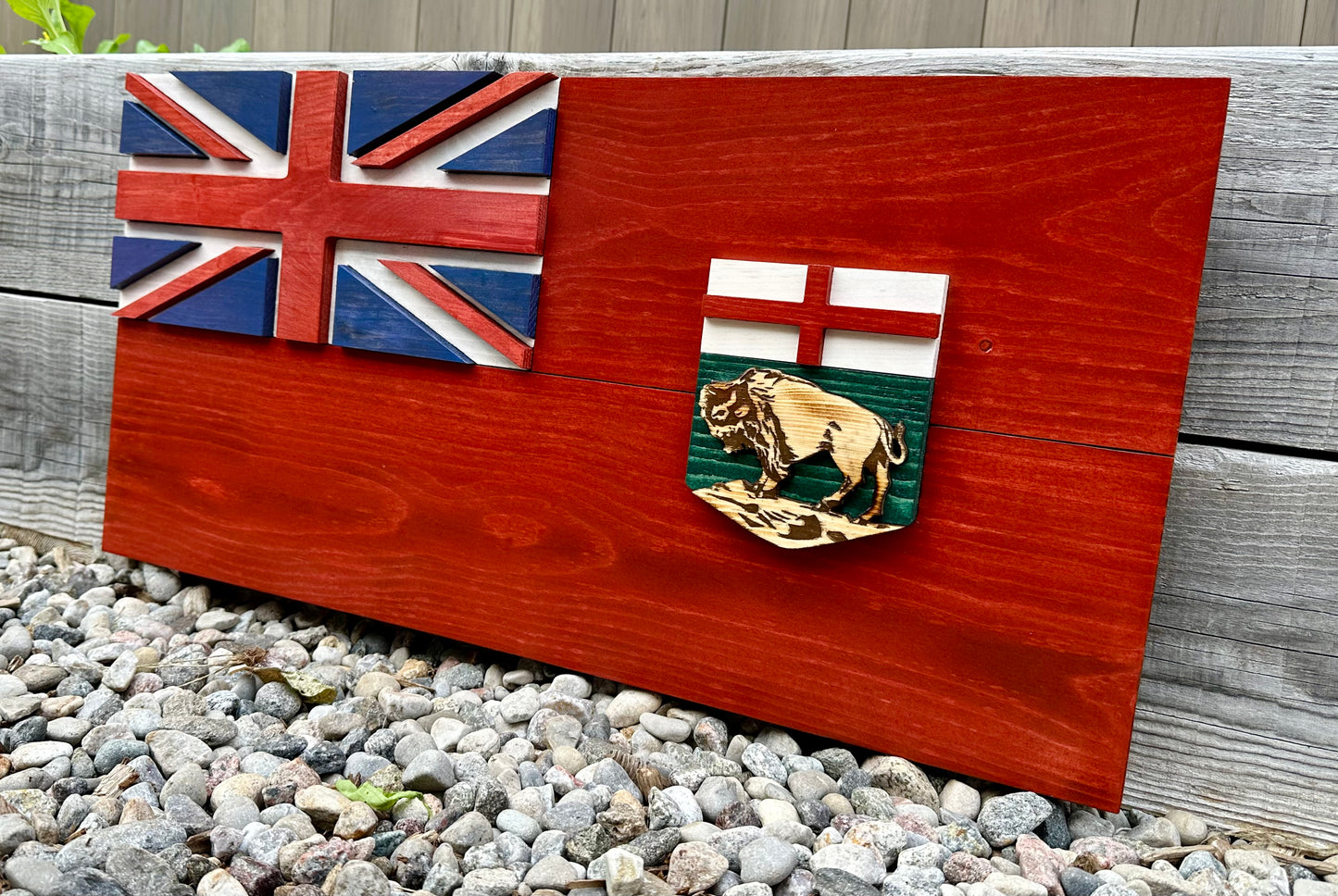 Drapeau du Manitoba en bois 3D | Rapport officiel | Winnipeg | Mo | Province | Canada