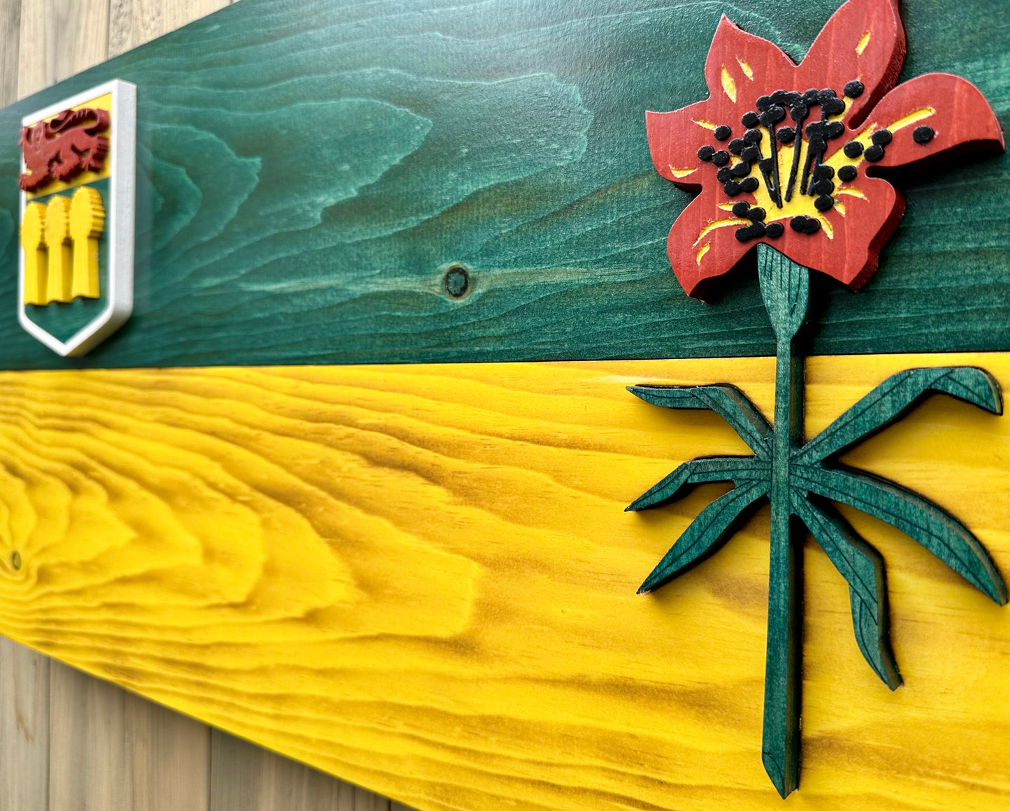 3D Wooden Saskatchewan Flag | Official Ratio| Saskatoon | Regina | SK | Province | Canada