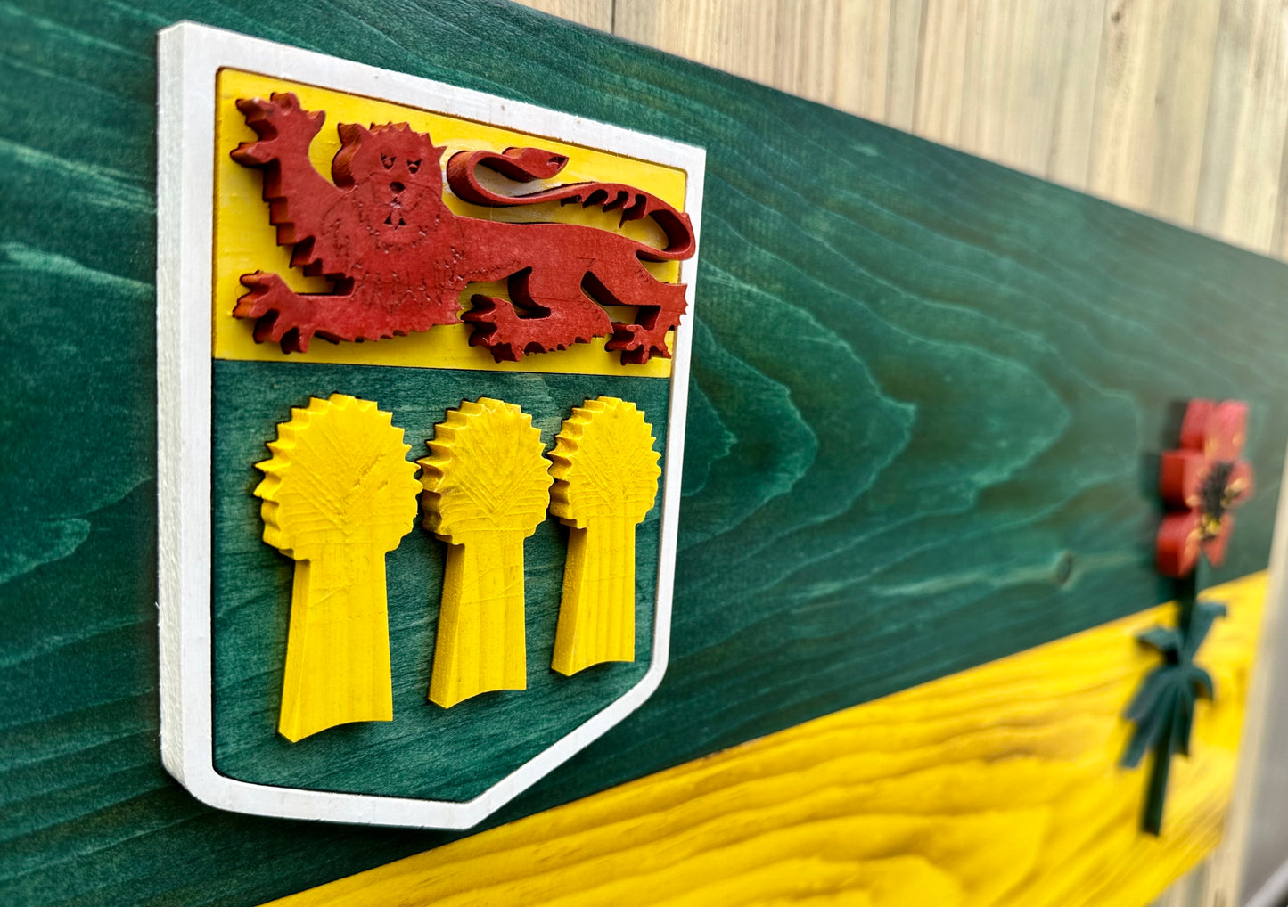 Drapeau de la Saskatchewan en bois 3D | Rapport officiel| Saskatoon | Régina | Sask. | Province | Canada