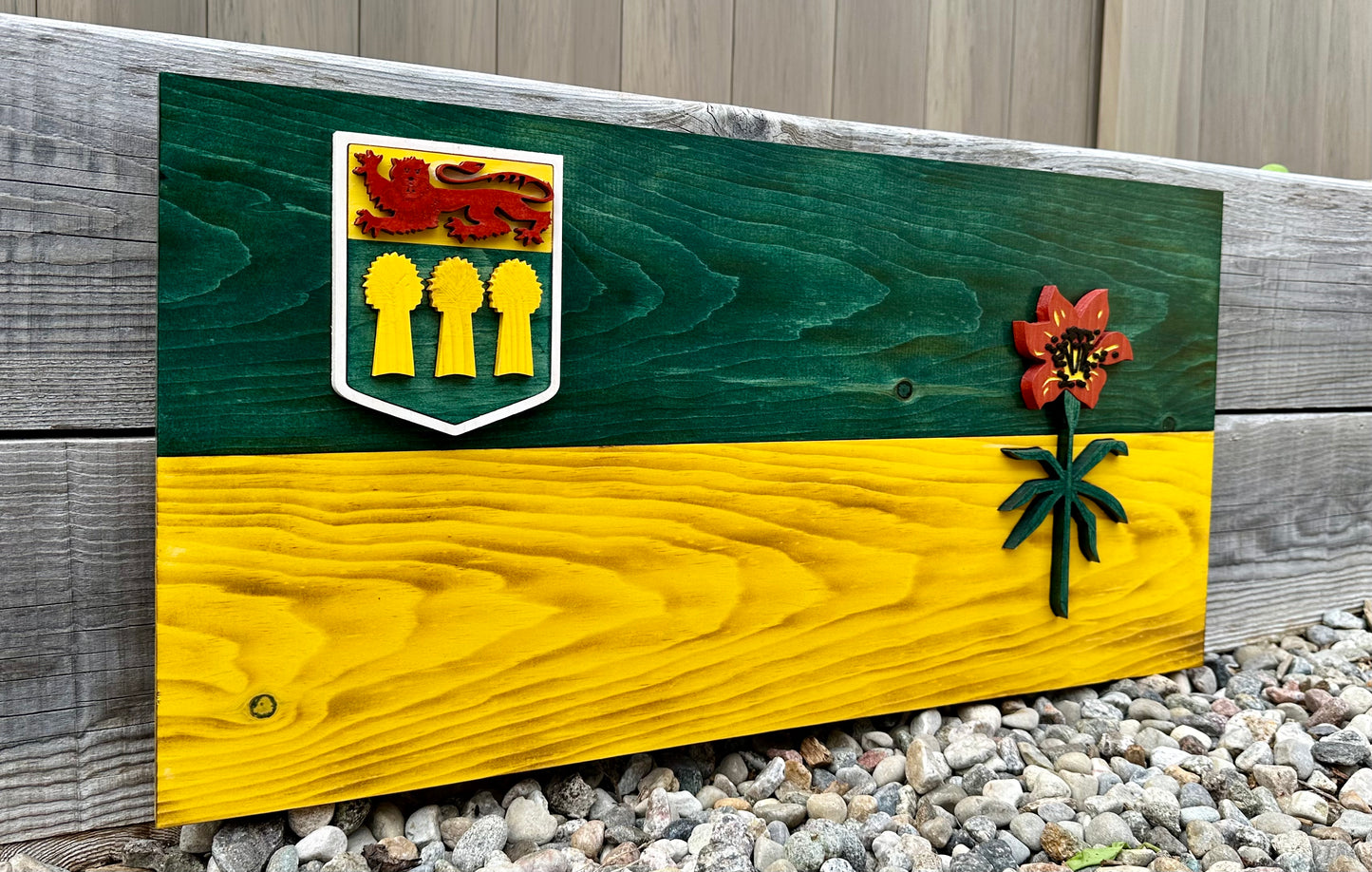 Drapeau de la Saskatchewan en bois 3D | Rapport officiel| Saskatoon | Régina | Sask. | Province | Canada