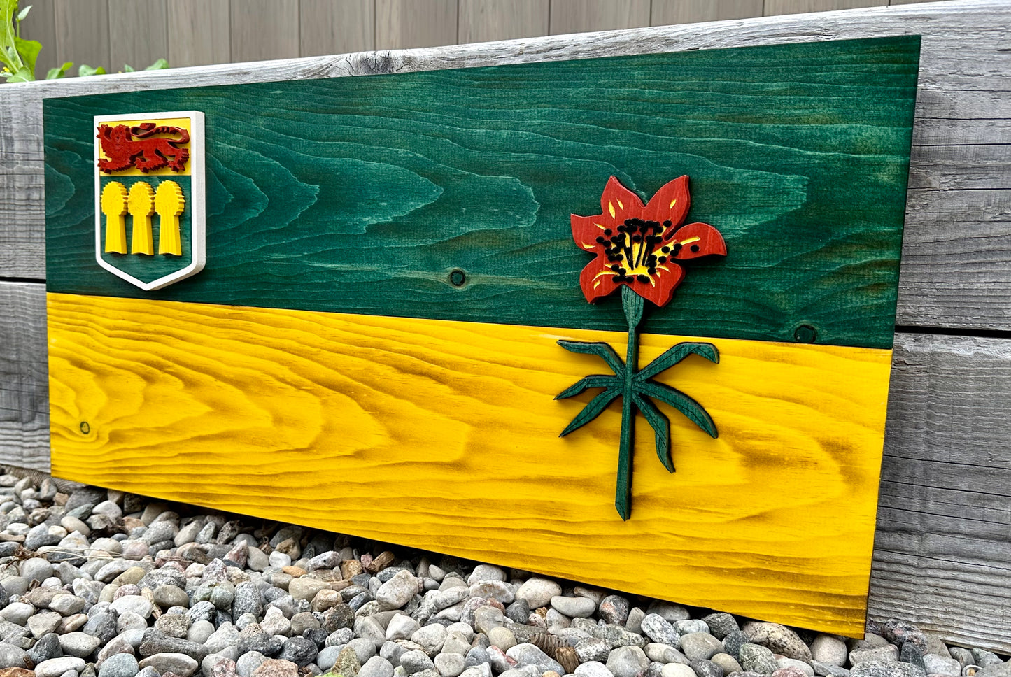 Drapeau de la Saskatchewan en bois 3D | Rapport officiel| Saskatoon | Régina | Sask. | Province | Canada