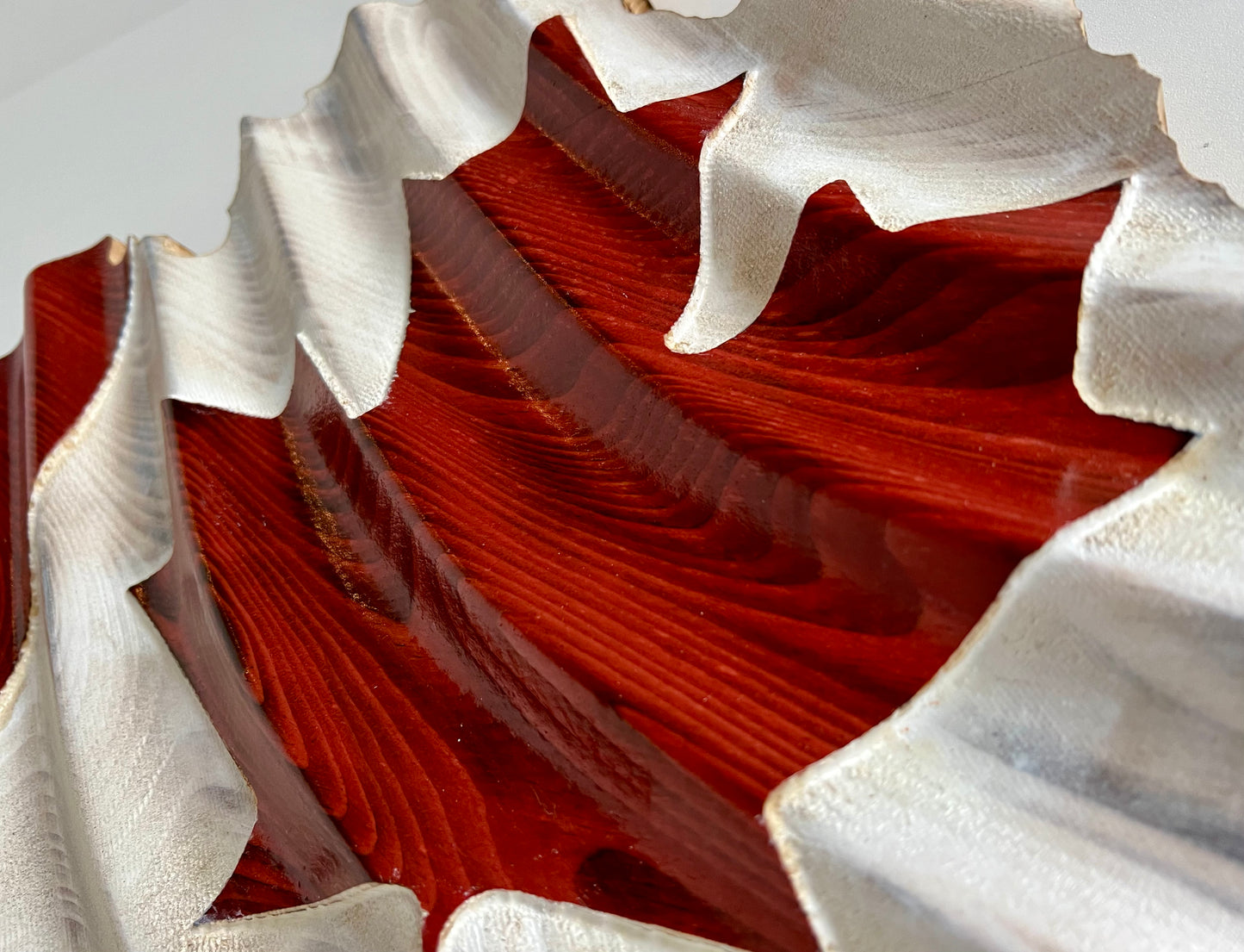 Drapeau de carte du Canada en bois ondulé 3D - Rouge et blanc | Drapeau de forme du Canada