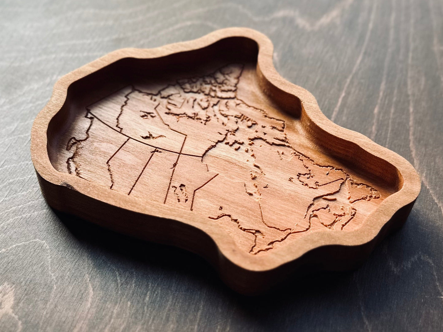 Canada Shape Hardwood Catchall Tray | Maple | Cherry | Walnut | Canada | Great White North | Souvenir | Keepsake | Provinces | Flag | Canuck