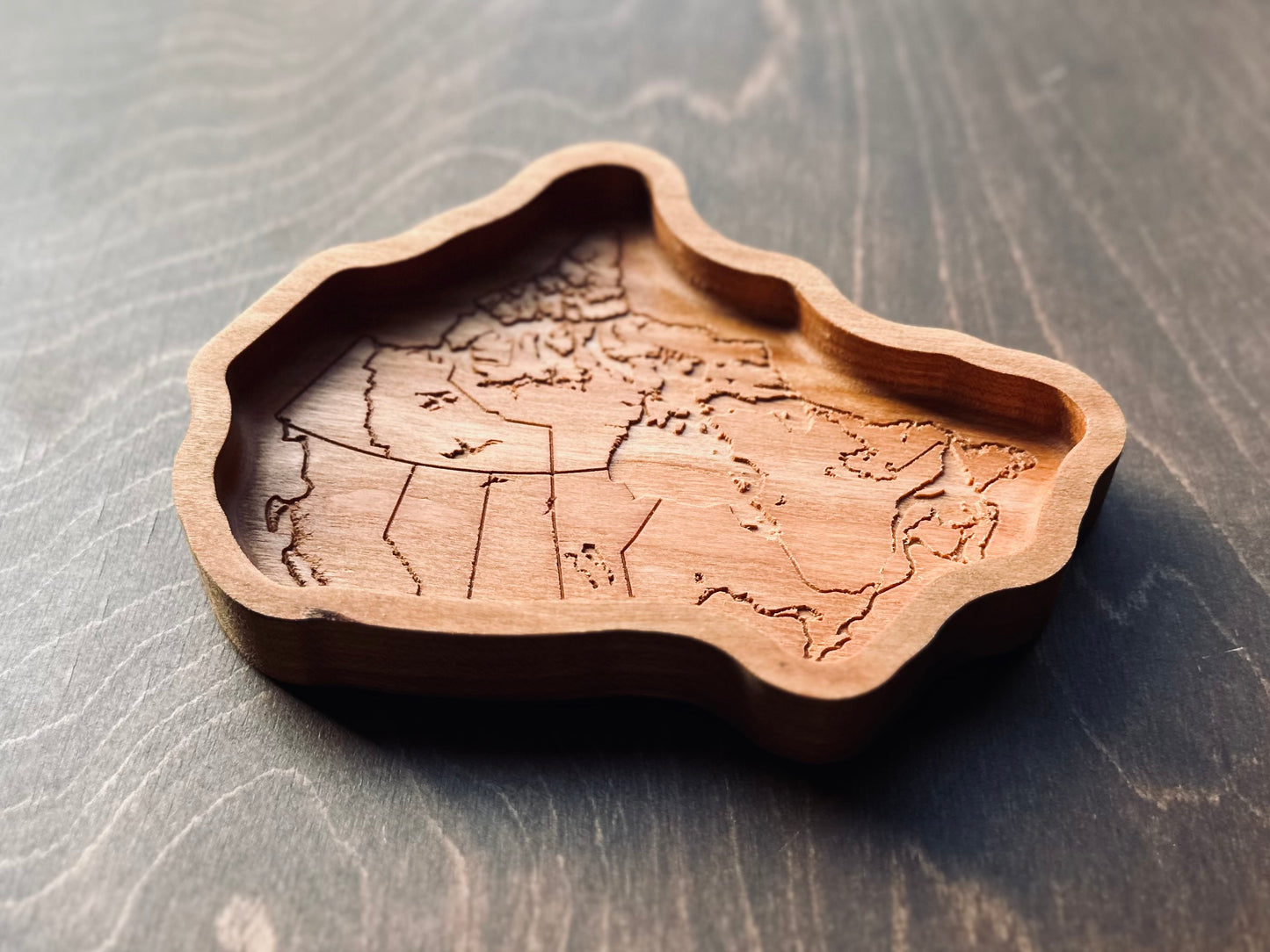 Canada Shape Hardwood Catchall Tray | Maple | Cherry | Walnut | Canada | Great White North | Souvenir | Keepsake | Provinces | Flag | Canuck