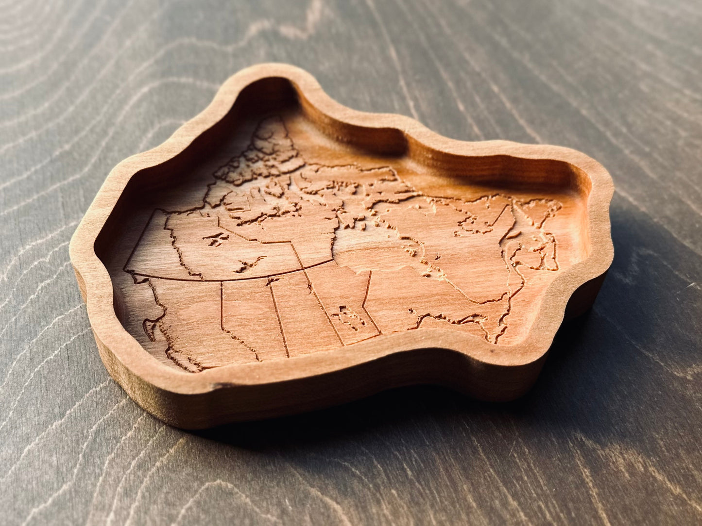 Canada Shape Hardwood Catchall Tray | Maple | Cherry | Walnut | Canada | Great White North | Souvenir | Keepsake | Provinces | Flag | Canuck