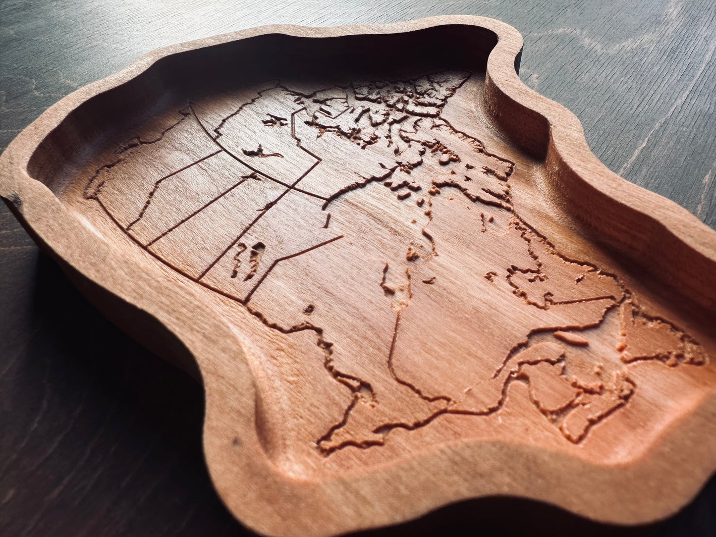 Canada Shape Hardwood Catchall Tray | Maple | Cherry | Walnut | Canada | Great White North | Souvenir | Keepsake | Provinces | Flag | Canuck