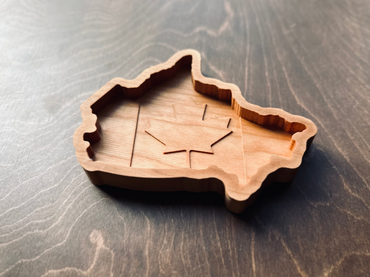 Canada Shape Hardwood Catchall Tray | Maple | Cherry | Walnut | Canada | Great White North | Souvenir | Keepsake | Provinces | Flag | Canuck