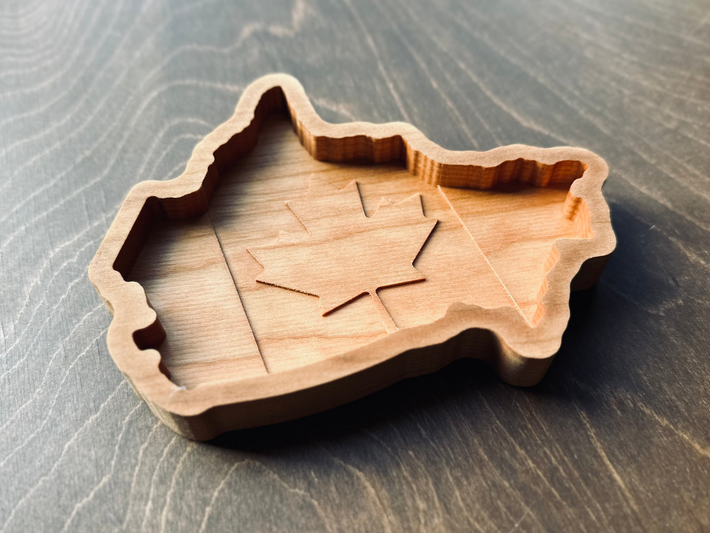 Canada Shape Hardwood Catchall Tray | Maple | Cherry | Walnut | Canada | Great White North | Souvenir | Keepsake | Provinces | Flag | Canuck