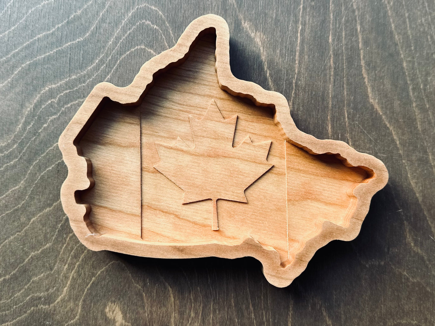Canada Shape Hardwood Catchall Tray | Maple | Cherry | Walnut | Canada | Great White North | Souvenir | Keepsake | Provinces | Flag | Canuck