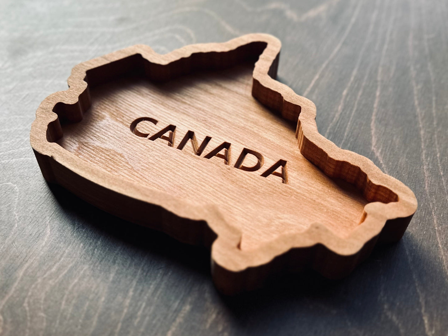 Canada Shape Hardwood Catchall Tray | Maple | Cherry | Walnut | Canada | Great White North | Souvenir | Keepsake | Provinces | Flag | Canuck