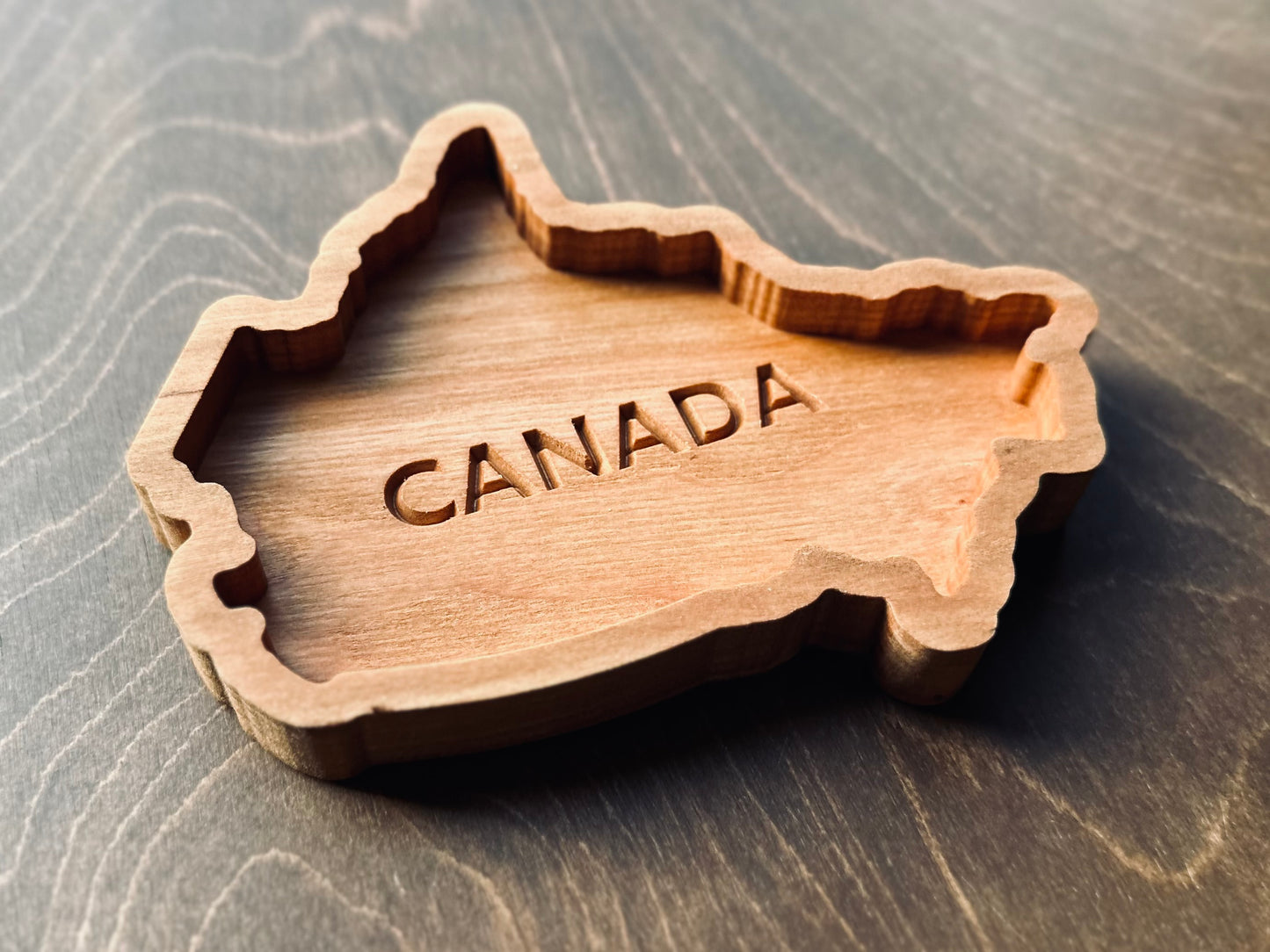Canada Shape Hardwood Catchall Tray | Maple | Cherry | Walnut | Canada | Great White North | Souvenir | Keepsake | Provinces | Flag | Canuck
