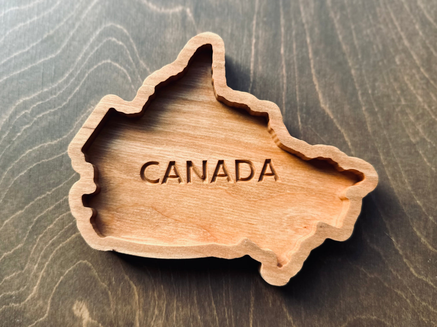Canada Shape Hardwood Catchall Tray | Maple | Cherry | Walnut | Canada | Great White North | Souvenir | Keepsake | Provinces | Flag | Canuck