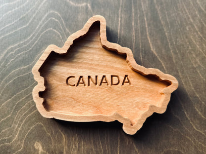 Canada Shape Hardwood Catchall Tray | Maple | Cherry | Walnut | Canada | Great White North | Souvenir | Keepsake | Provinces | Flag | Canuck