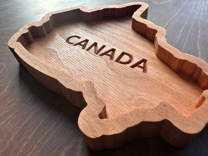 Canada Shape Hardwood Catchall Tray | Maple | Cherry | Walnut | Canada | Great White North | Souvenir | Keepsake | Provinces | Flag | Canuck