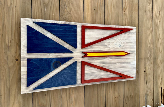 Drapeau 3D de Terre-Neuve-et-Labrador en bois | Rapport officiel | Saint-Jean | T.-N.-L. | T.-N.-L. | Province | Canada