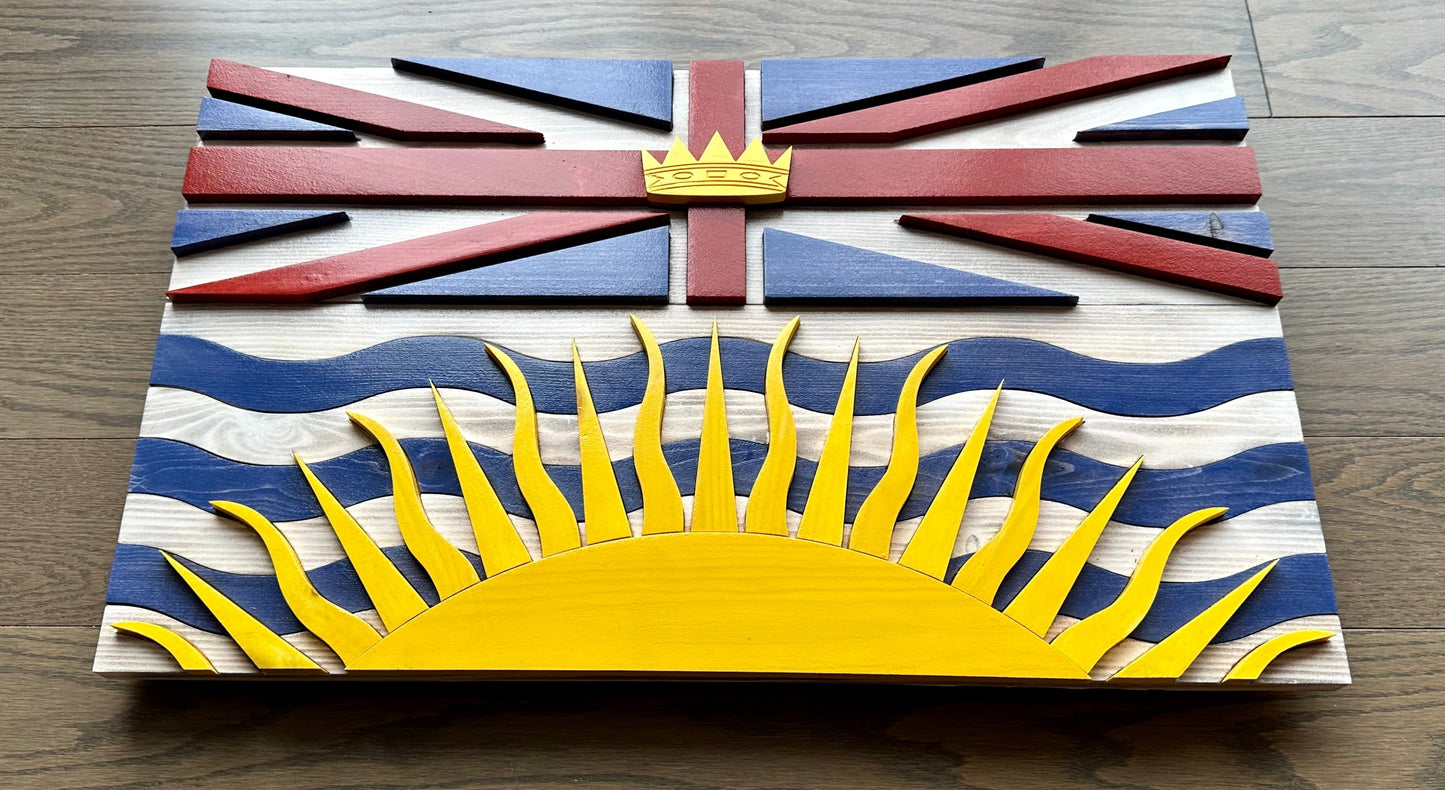 3D Wooden British Columbia Flag | Official Ratio | Vancouver | Victoria | BC | Province | Canada