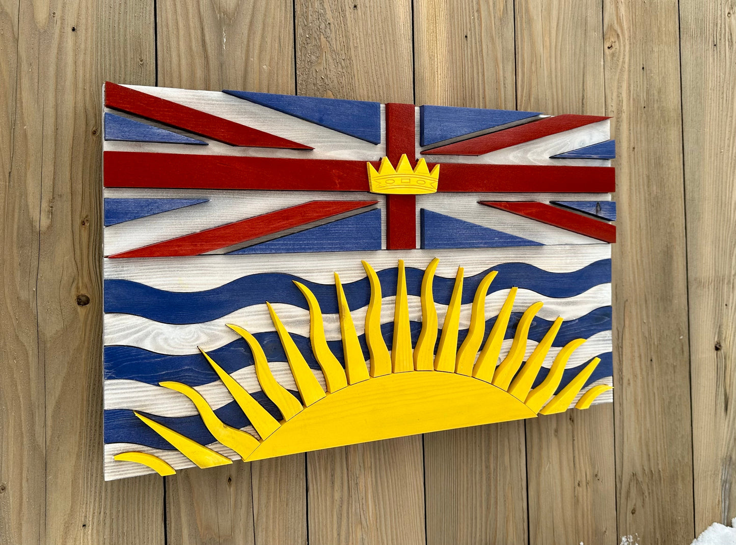 Drapeau de la Colombie-Britannique en bois 3D | Rapport officiel | Vancouver | Victoria | Colombie-Britannique | Province | Canada