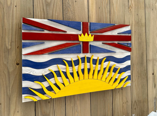 Drapeau de la Colombie-Britannique en bois 3D | Rapport officiel | Vancouver | Victoria | Colombie-Britannique | Province | Canada