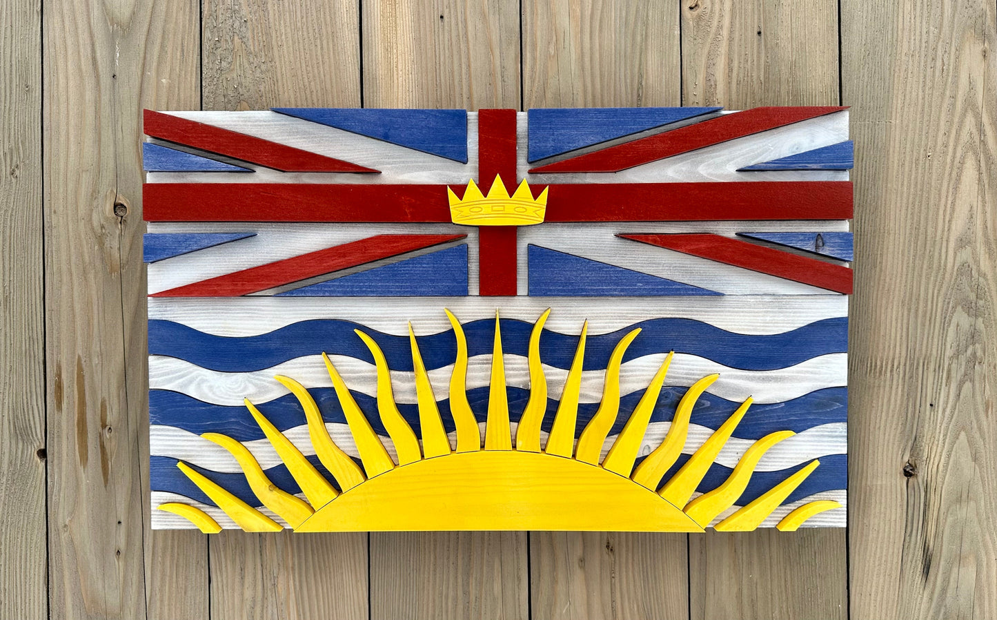 3D Wooden British Columbia Flag | Official Ratio | Vancouver | Victoria | BC | Province | Canada