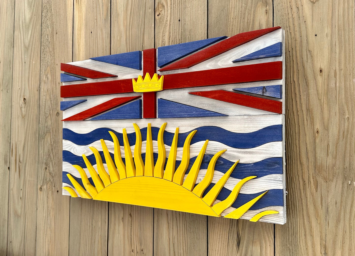 Drapeau de la Colombie-Britannique en bois 3D | Rapport officiel | Vancouver | Victoria | Colombie-Britannique | Province | Canada