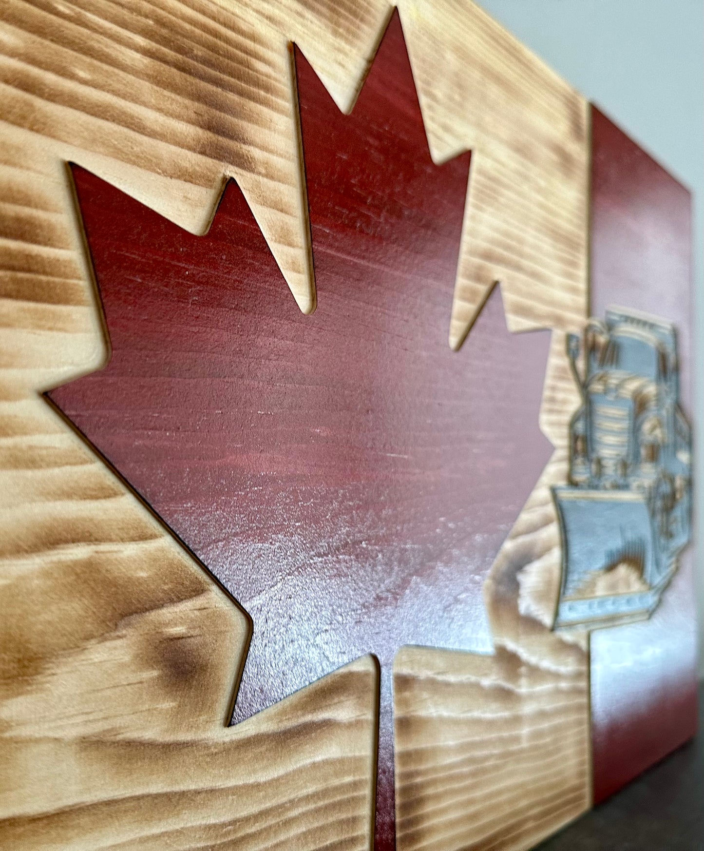 Drapeau du Canada en bois de chasse-neige personnalisé | Opérateur de chasse-neige | Canada | Art mural | Cadeau | Panneau en bois | Hiver | Tempête | Souffleuse à neige