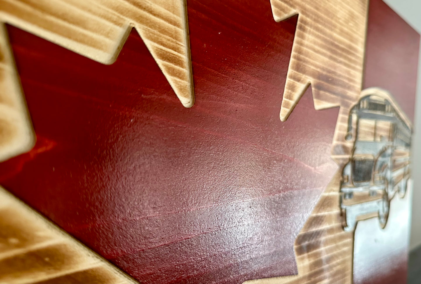 Drapeau du Canada en bois d’autobus scolaire personnalisé | Chauffeur | Étudiants | Transport | Jaune | Canada | Art mural | Cadeau | Panneau en bois