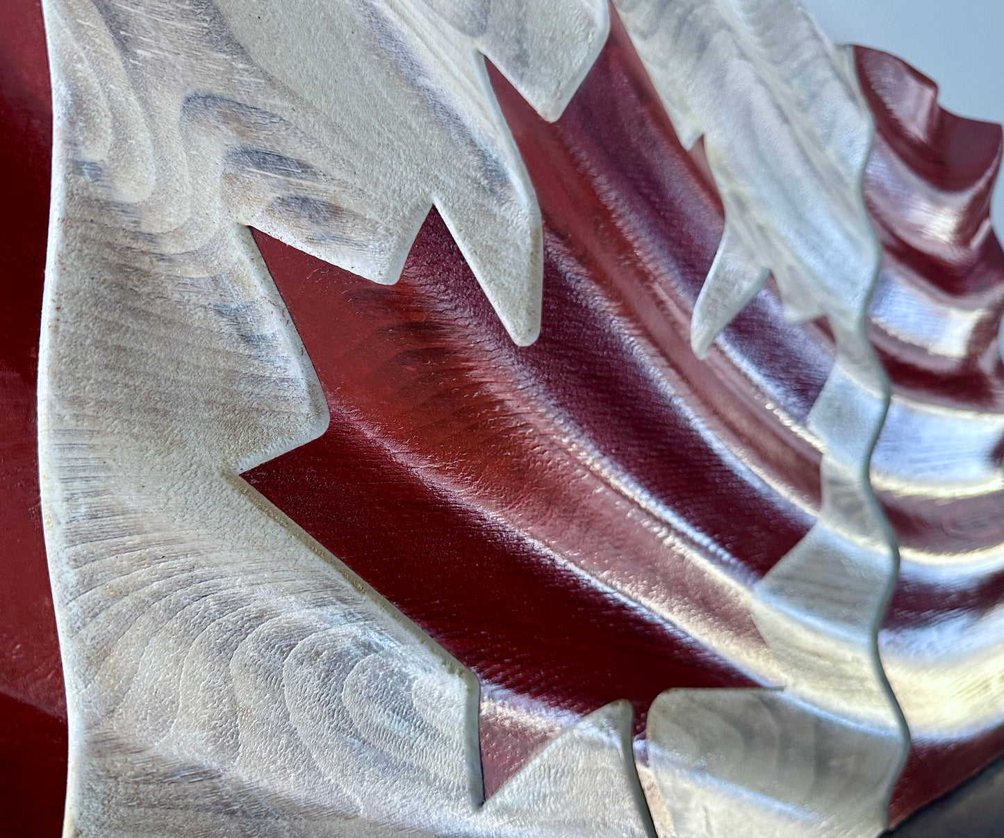 Wavy Wooden Canada Flag - Wave Pattern 1 - Red & White