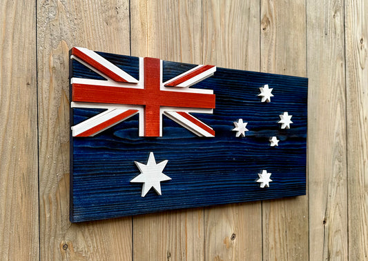 3D Wooden Australia Flag | Official Ratio | Sydney | Melbourne | Brisbane | Perth | Canberra | Queensland | Victoria | New South Wales