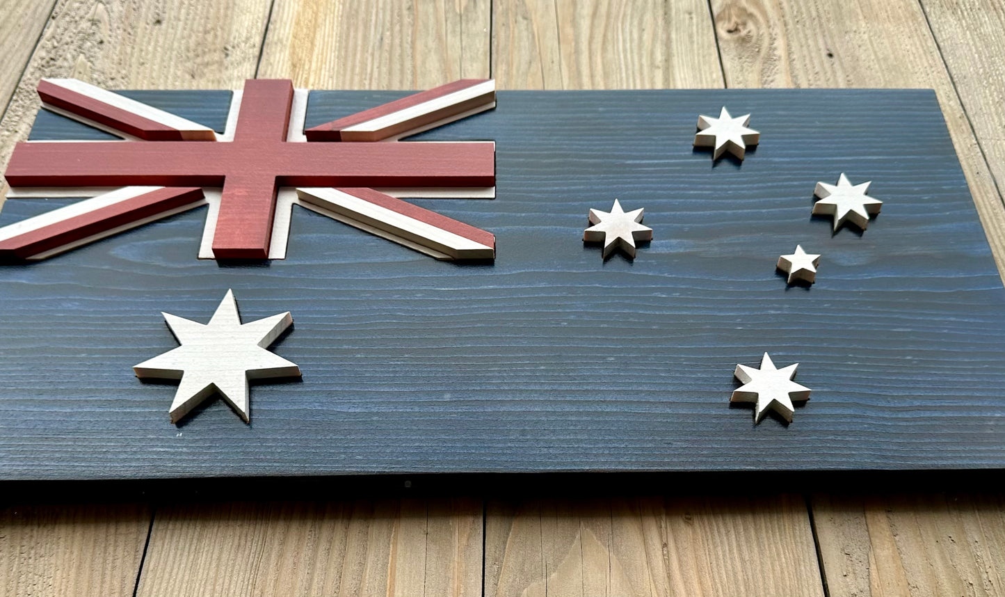 Drapeau australien en bois 3D | Rapport officiel | Sidney | Melbourne | Brisbane | Perth | Canberra | Queensland | Victoria | Nouvelle Galles du Sud