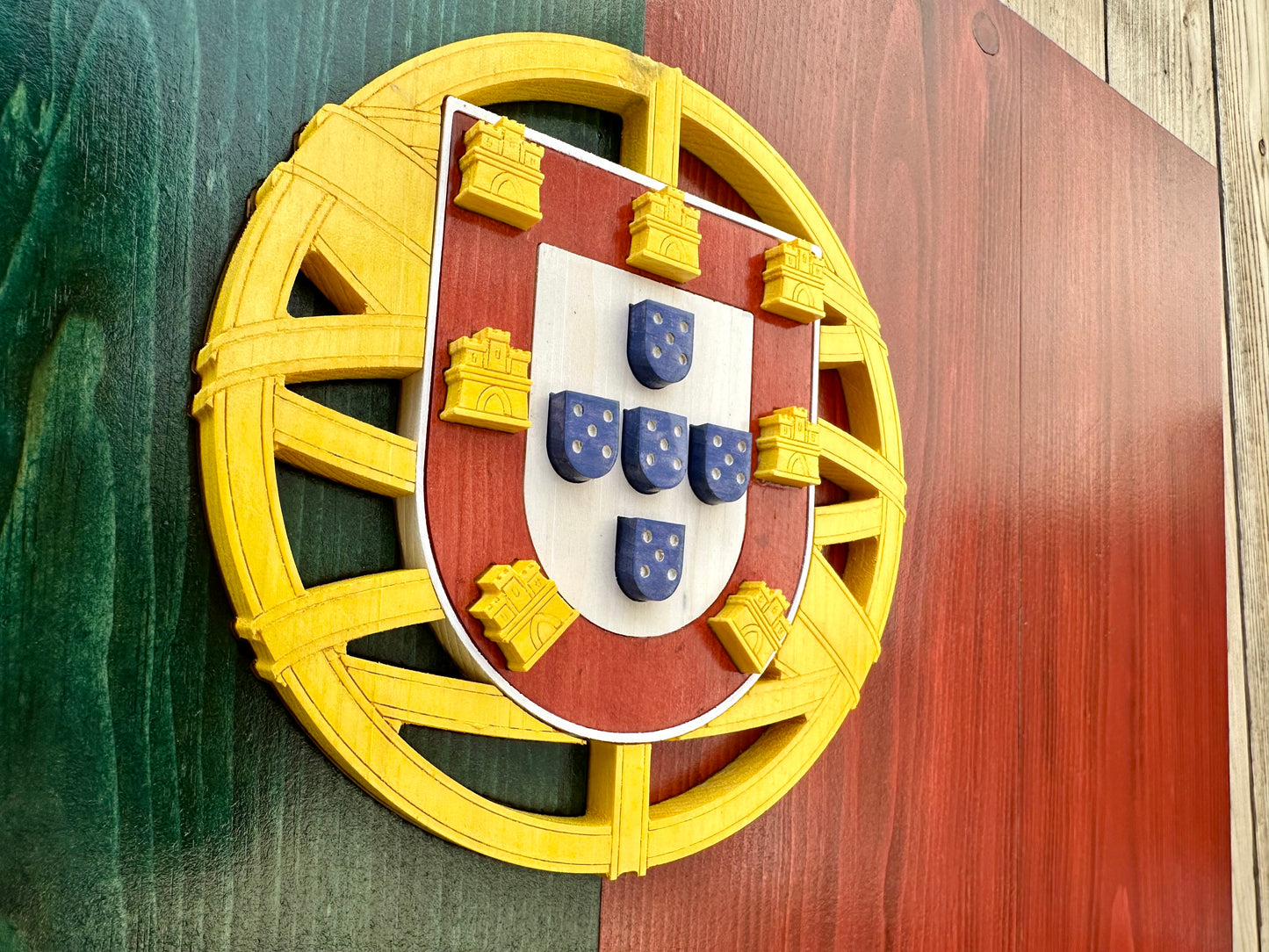 3D Wooden Portugal Flag | Official Ratio | Lisbon | Porto | Vila Nova de Gaia | Braga and Amadora