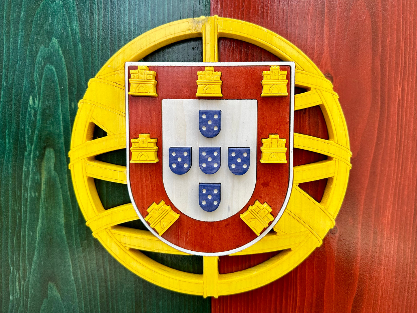 3D Wooden Portugal Flag | Official Ratio | Lisbon | Porto | Vila Nova de Gaia | Braga and Amadora