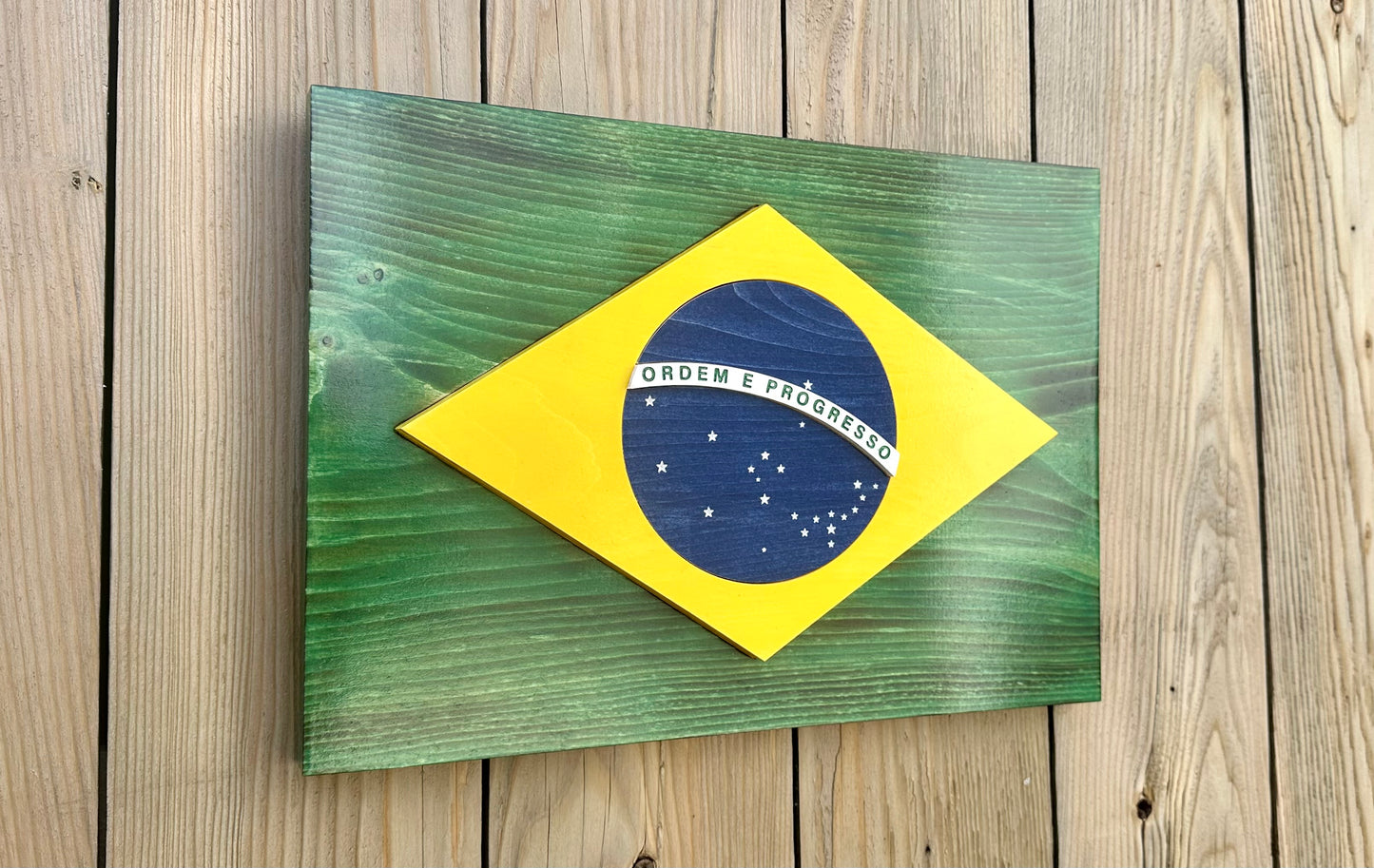 3D Wooden Brazil Flag | Official Ratio | Sao Paulo | Rio de Janeirio | Brasilia | Fortaleza | Salvador