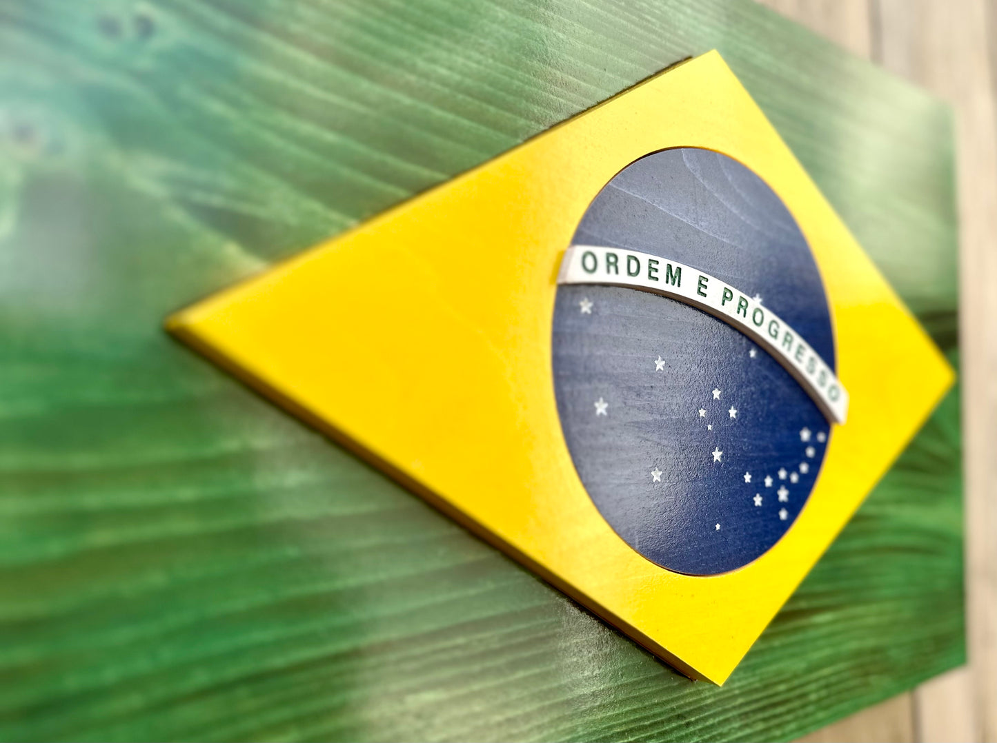 3D Wooden Brazil Flag | Official Ratio | Sao Paulo | Rio de Janeirio | Brasilia | Fortaleza | Salvador