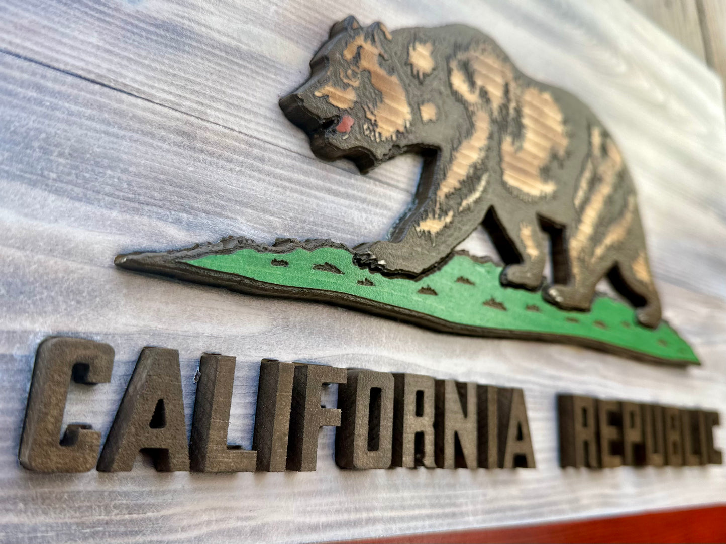 3D Wooden California Flag | Official Ratio | Los Angeles | San Francisco | San Diego | Sacramento | San Jose | USA | United States