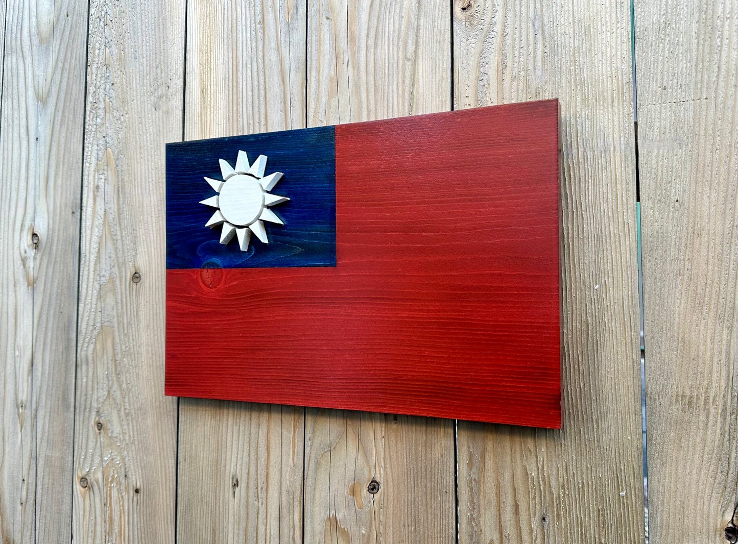 Drapeau 3D de la République de Chine en bois | Rapport officiel | Taïwan | Taïpei | Kaohsiung