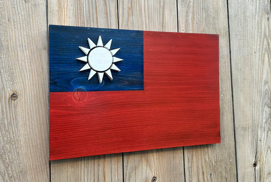 3D Wooden Republic of China Flag | Official Ratio | Taiwan | Taipei | Kaohsiung