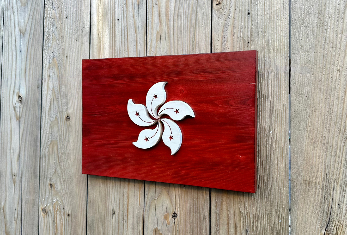 Drapeau de Hong Kong en bois 3D | Ratio officiel