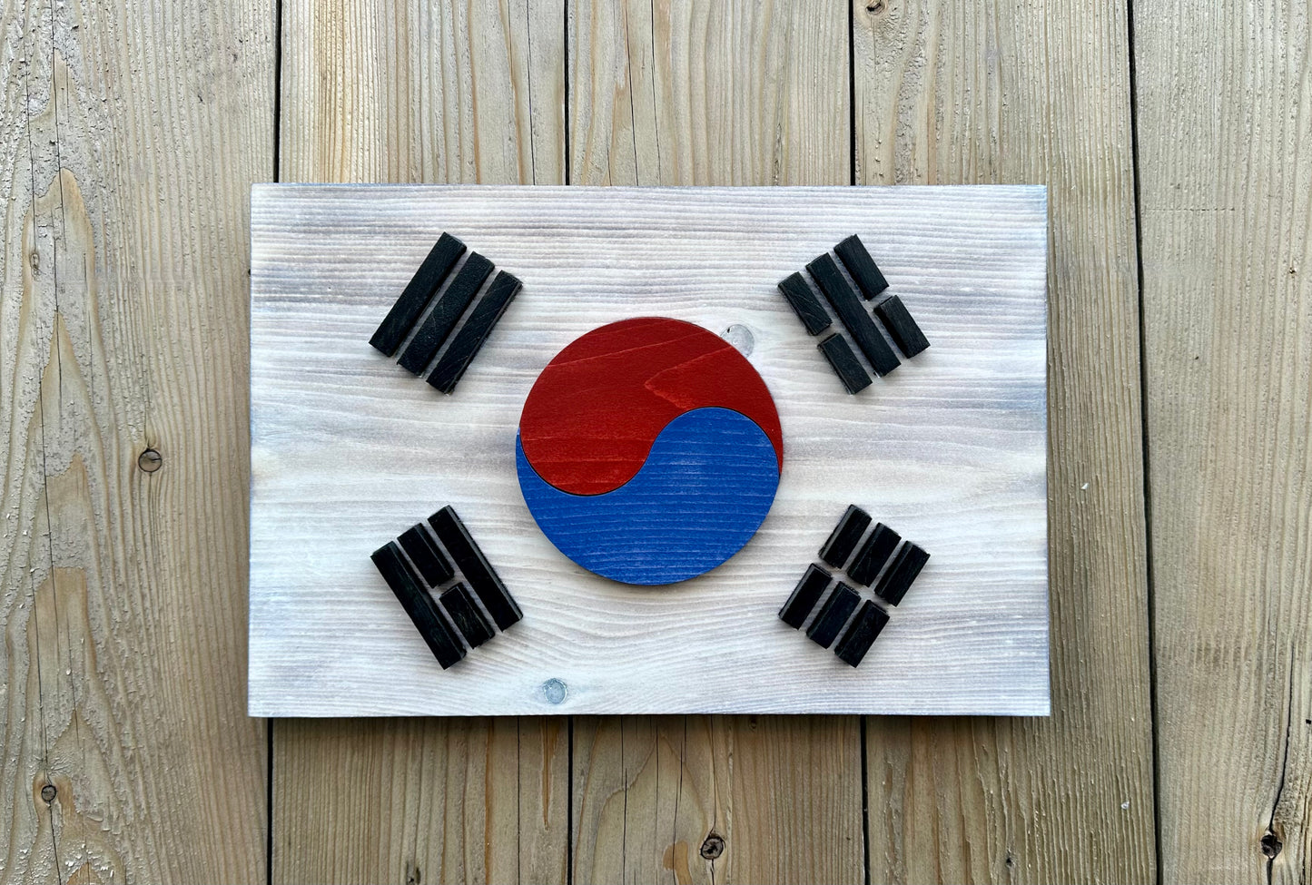 3D Wooden Republic of Korea Flag | Official Ratio | Seoul | Busan | Incheon | South Korea