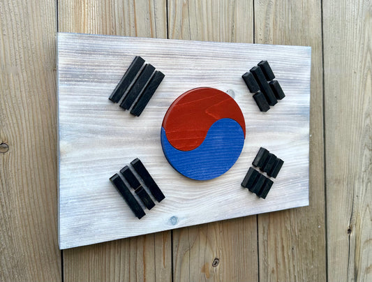 3D Wooden Republic of Korea Flag | Official Ratio | Seoul | Busan | Incheon | South Korea