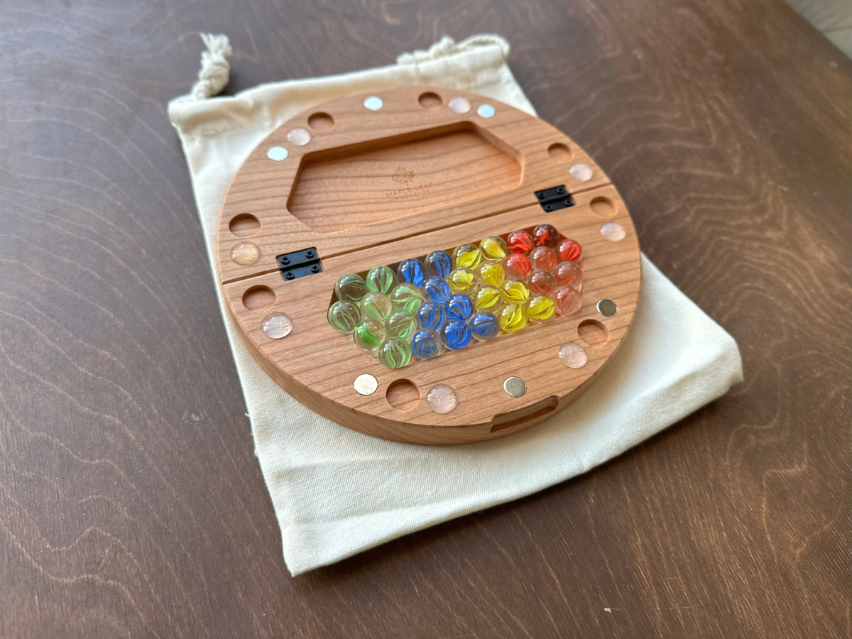 Dames chinoises 2 joueurs | Pliable | Format voyage | Rangement intégré | Jeu de société | Billes | Personnalisé | Bois dur de qualité supérieure | Sternhalma