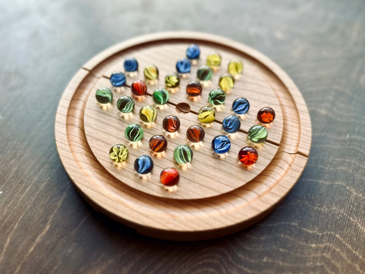 Dames chinoises 2 joueurs | Pliable | Format voyage | Rangement intégré | Jeu de société | Billes | Personnalisé | Bois dur de qualité supérieure | Sternhalma