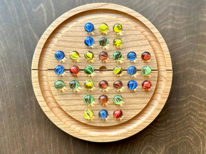 Dames chinoises 2 joueurs | Pliable | Format voyage | Rangement intégré | Jeu de société | Billes | Personnalisé | Bois dur de qualité supérieure | Sternhalma