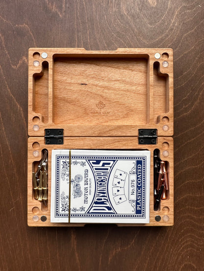 Folding Spades Score Board | Travel Size | Built-in Storage | Metal Pegs | Card Game | Personalized | Custom Engraving | Solid Cherry Wood