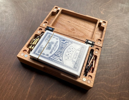 Folding Spades Score Board | Travel Size | Built-in Storage | Metal Pegs | Card Game | Personalized | Custom Engraving | Solid Cherry Wood